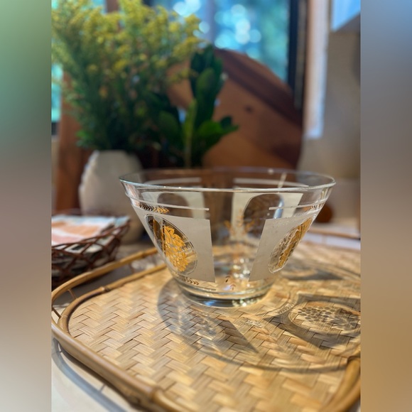 Mid century modern gold leafed serving bowl - Picture 1 of 6